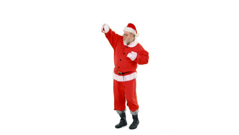 Weihnachtsmann-Tanzt-Vor-Weißem-Hintergrund
