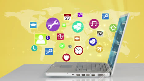 Colorful-icons-popping-up-by-laptop