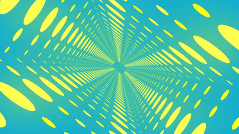 Animation-of-digital-tunnel-with-yellow-spots-on-blue-background