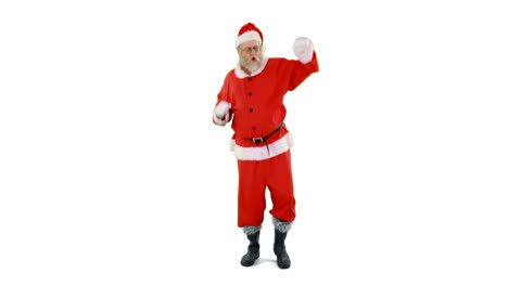Santa-claus-dancing-against-white-background
