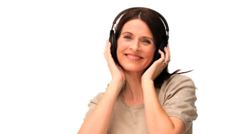 Cute-middle-aged-lady-listening-to-music