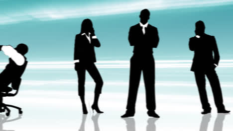 Animation-of-business-people-silhouettes-on-phone