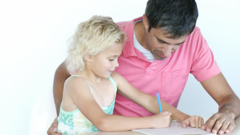 Father-and-daughter-drawing.-Educational-generation
