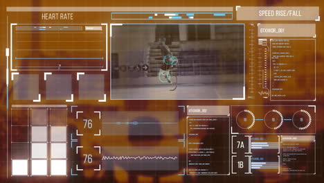 Animation-Der-Datenverarbeitung-Und-Eines-Behinderten-Gemischtrassigen-Männlichen-Läufers-Auf-Dem-Digitalen-Bildschirm