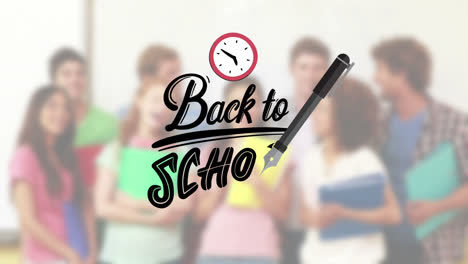 Back-to-school-message-surrounded-by-icons-with-teacher-and-childrens