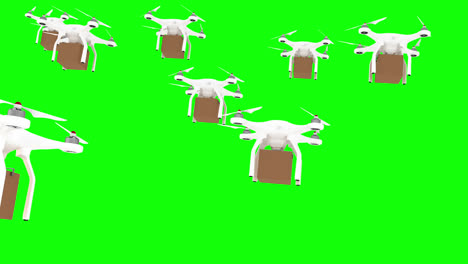 Digital-Generiertes-Bild-Von-Drohnen,-Die-Kartons-Transportieren