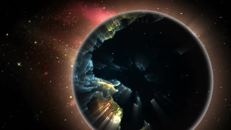 Animation-Eines-Globus-Mit-Lichtspuren-Auf-Schwarzem-Hintergrund