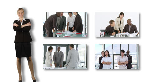 Businesswoman-showing-screens-with-business-meeting