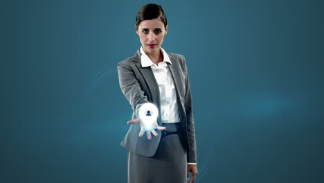 Businesswoman-with-digitally-generated-icons