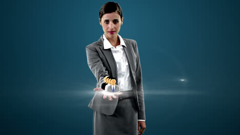 Businesswoman-with-digitally-generated-icons