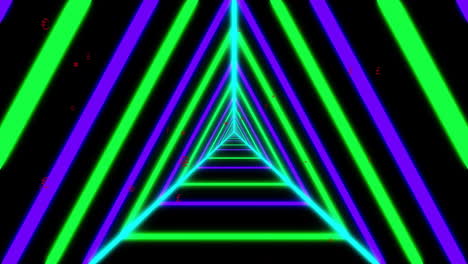 Animation-of-blue-and-green-triangles-on-black-background