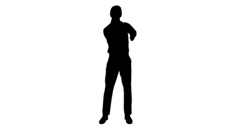 Silhouette-of-man-gesturing-against-white-background