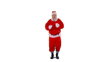 Weihnachtsmann-Tanzt-Vor-Weißem-Hintergrund