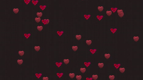 Animation-Von-Roten-Herzen,-Die-Auf-Schwarzem-Hintergrund-Schweben