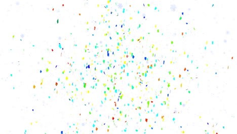 Animation-of-colourful-confetti-falling-on-white-background