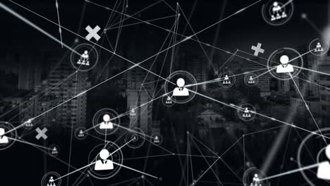 Animation-of-network-of-connections-with-people-icons-over-dark-background
