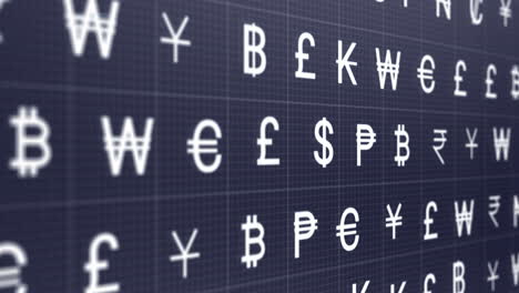 Animation-of-currency-symbols-on-black-background