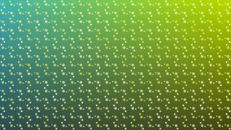 Animation-of-grid-pattern-of-repeated-white-dots-and-circles-moving-on-green-background