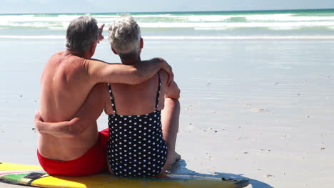 Senior-couple-sitting-on-the-beach