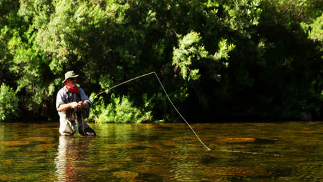 Man-fly-fishing-in-river