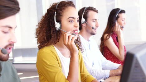 Customer-service-executive-talking-on-headset