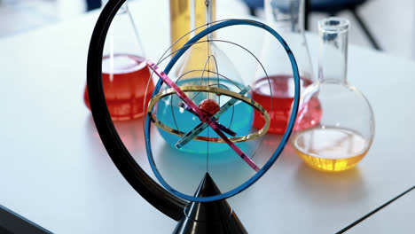Close-up-of-orrery-in-laboratory