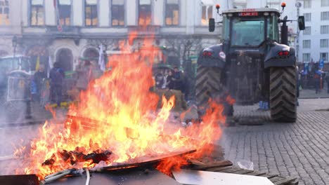 Farmers-protesting-during-EU-summit-in-front-of-the-European-Parliament-at-the-Luxembourg-Square---Brussels,-Belgium