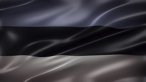 Die-Flagge-Estlands,-Eesti-Lipp-Schriftartansicht,-Vollbild,-Glatt,-Glänzend,-Flatternd,-Elegante-Seidige-Textur,-Weht-Im-Wind,-Realistische-4K-CG-Animation,-Filmähnliche-Optik,-Nahtlos-Schleifenfähig