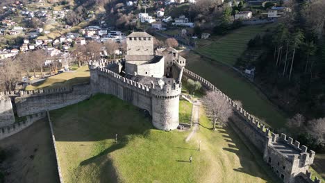 Bellinzona-Switzerland-heritage-castle-on-sunny-day