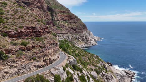 Aerial-drone-along-the-famous-Chapman's-Peak-Drive-near-Cape-Town,-South-Africa
