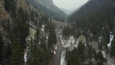 Fresh-Snow-Falling-Over-Mountain-Landscape-In-American-Fork-Canyon
