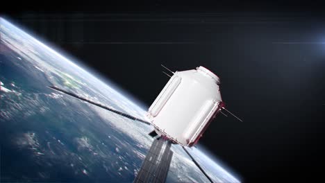 Satellit-Dreht-Sich-Im-Weltraum-4k