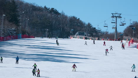 Gente-Coreana-Esquiando-En-Pista-En-Alpensia-Resort