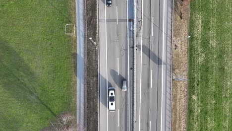 Aerial-top-View-of-Weesen-Autobahn,-Switzerland