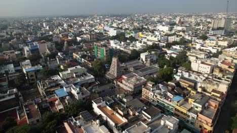 Aerial-footage-of-Manakula-Vinayagar-Temple-is-a-Ganesha-temple-in-the-Union-Territory-of-Puducherry,-India-a-former-French-colony