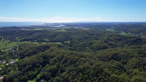 Vista-Aérea-De-Densos-árboles-De-La-Selva-Tropical-En-El-Valle-De-Currumbin,-Queensland,-Australia---Disparo-De-Drones