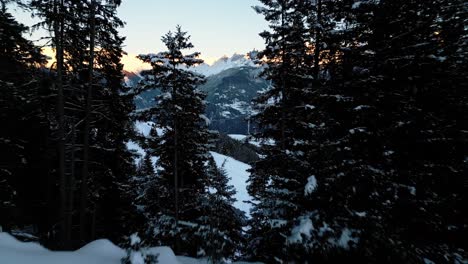 Wunderschöne-Winterlandschaft-Am-Abend-Bei-Sonnenuntergang