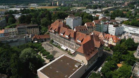 Aerial-of-a-small-town-in-Switzerland