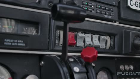 Switches,-Buttons-and-Levers-in-an-Airplane-Cockpit-Close-Up