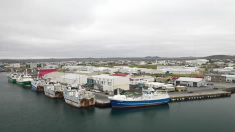 Grindavik,-Iceland-town-and-fishing-boats-in-2022-with-drone-video-moving-up