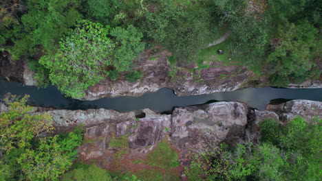 Cajones-de-chame-in-panama,-showcasing-the-serene-river-and-lush-greenery,-aerial-view