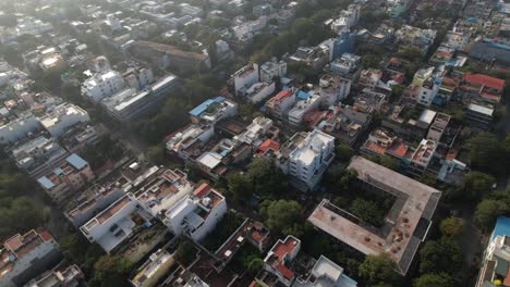 Aerial-video-was-taken-early-in-the-morning-over-Pondycherry-city,-one-of-the-former-French-colonies