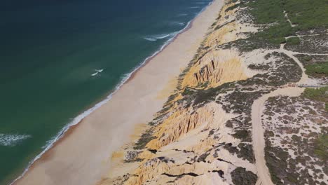 Sandy-Beach-And-Rugged-Coastline-On-Atlantic-Coast-In-Portugal