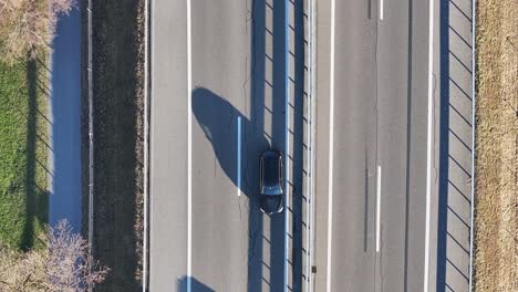 Aerial-View-of-Weesen-Autobahn-Traffic,-Switzerland---static-shot