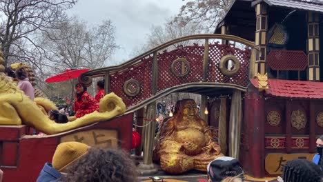 Asian-parade-float-at-Chinese-New-Year-celebration-in-streets-of-Madrid