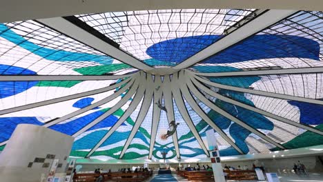 Interior-of-the-Cathedral-of-Brasília,-designed-by-architect-Oscar-Niemeyer