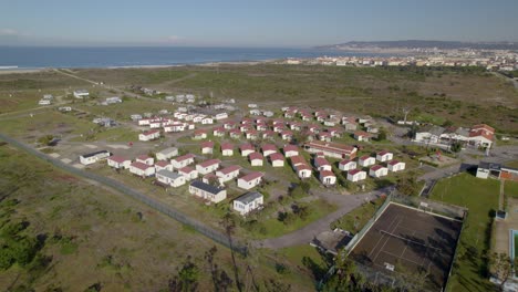 Aerial-orbit-over-the-camping-village-on-the-Atlantic-coast-of-Portugal