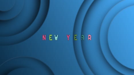 New-Year---colorful-Jumping-Text-effect-with-Christmas-icons---Text-on-blue-Animated-circles-background