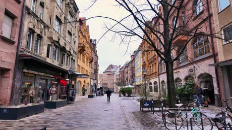 Exploring-the-charming-cobblestone-streets-Of-Nuremberg,-Germany