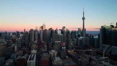 Night-aerial-of-downtown-Toronto,-ON,-Canada